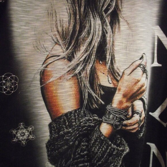 WOMENS L/G (LARGE) LONG SLEEVED GRAPHIC TUNIC TOP - Picture 7 of 7